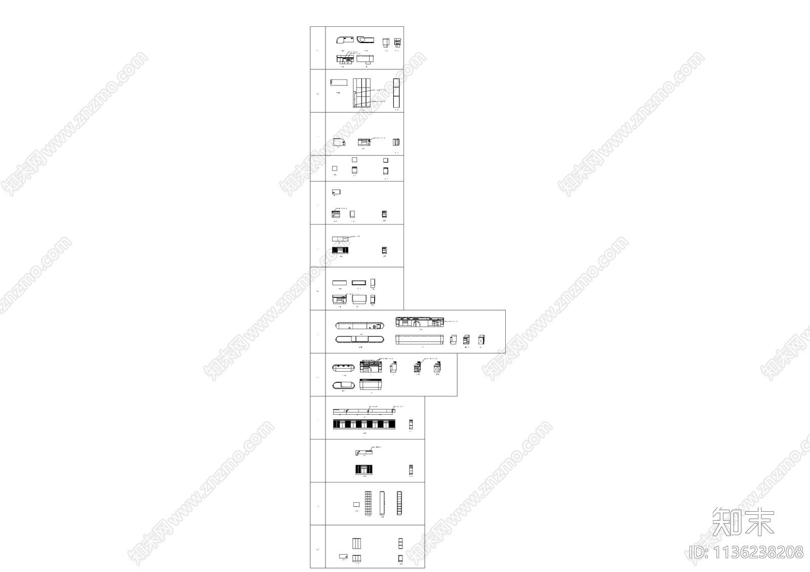 餐厅功能柜cad施工图下载【ID:1136238208】