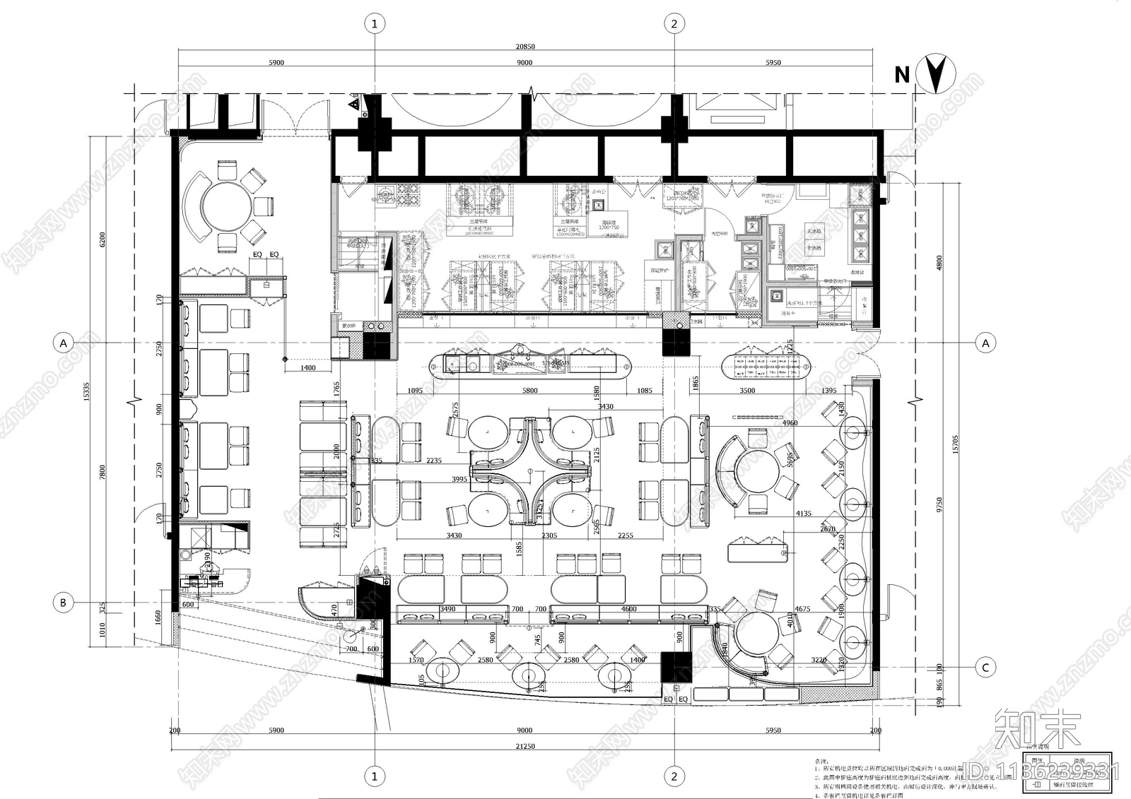 餐厅电气cad施工图下载【ID:1136239331】