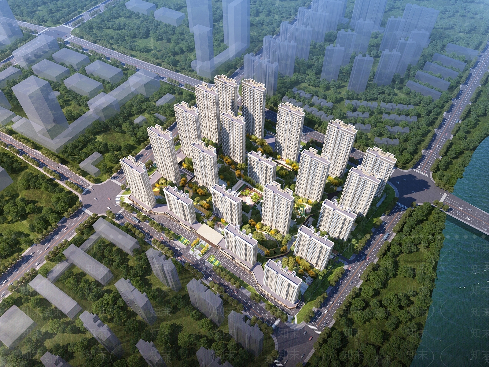 现代小区建筑SU模型下载【ID:1136239935】