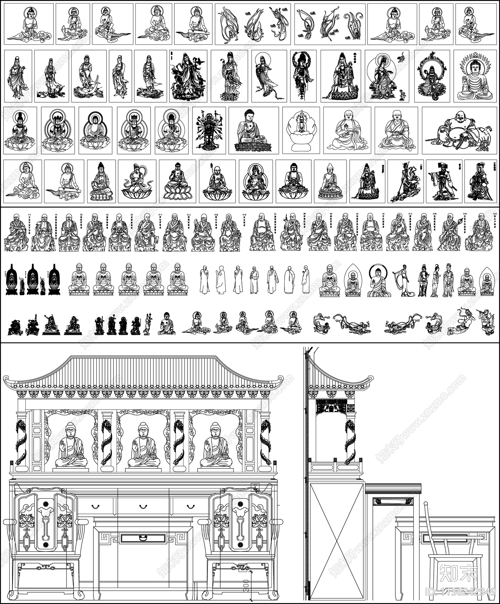 佛像观音佛龛施工图下载【ID:1136242949】
