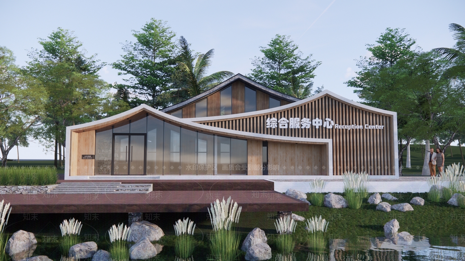 现代游客中心SU模型下载【ID:1136242864】