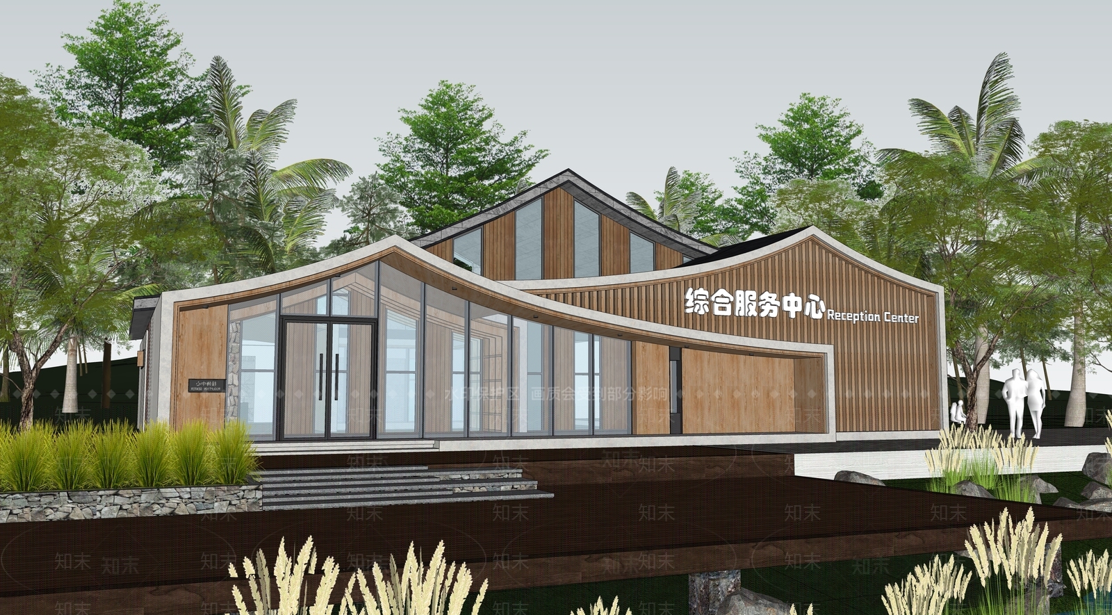 现代游客中心SU模型下载【ID:1136242864】