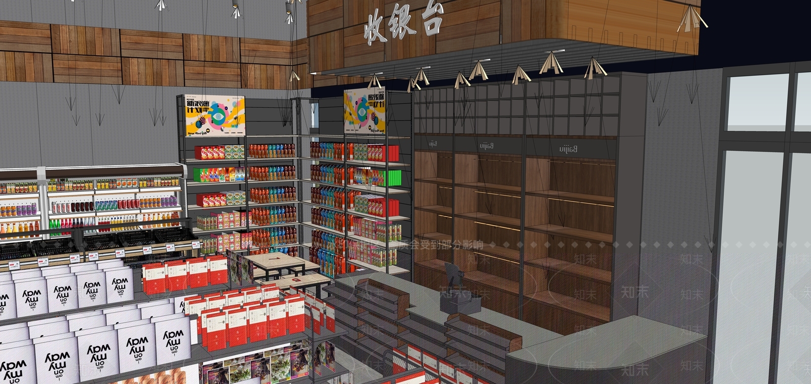 现代超市SU模型下载【ID:1136264809】