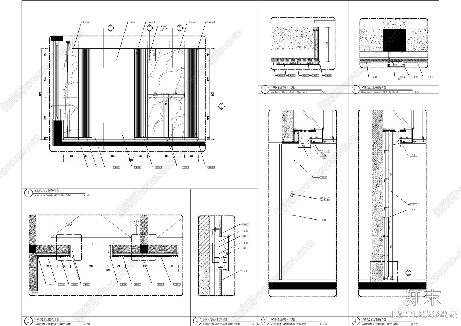 走道电梯厅墙身详图cad施工图下载【ID:1136266858】