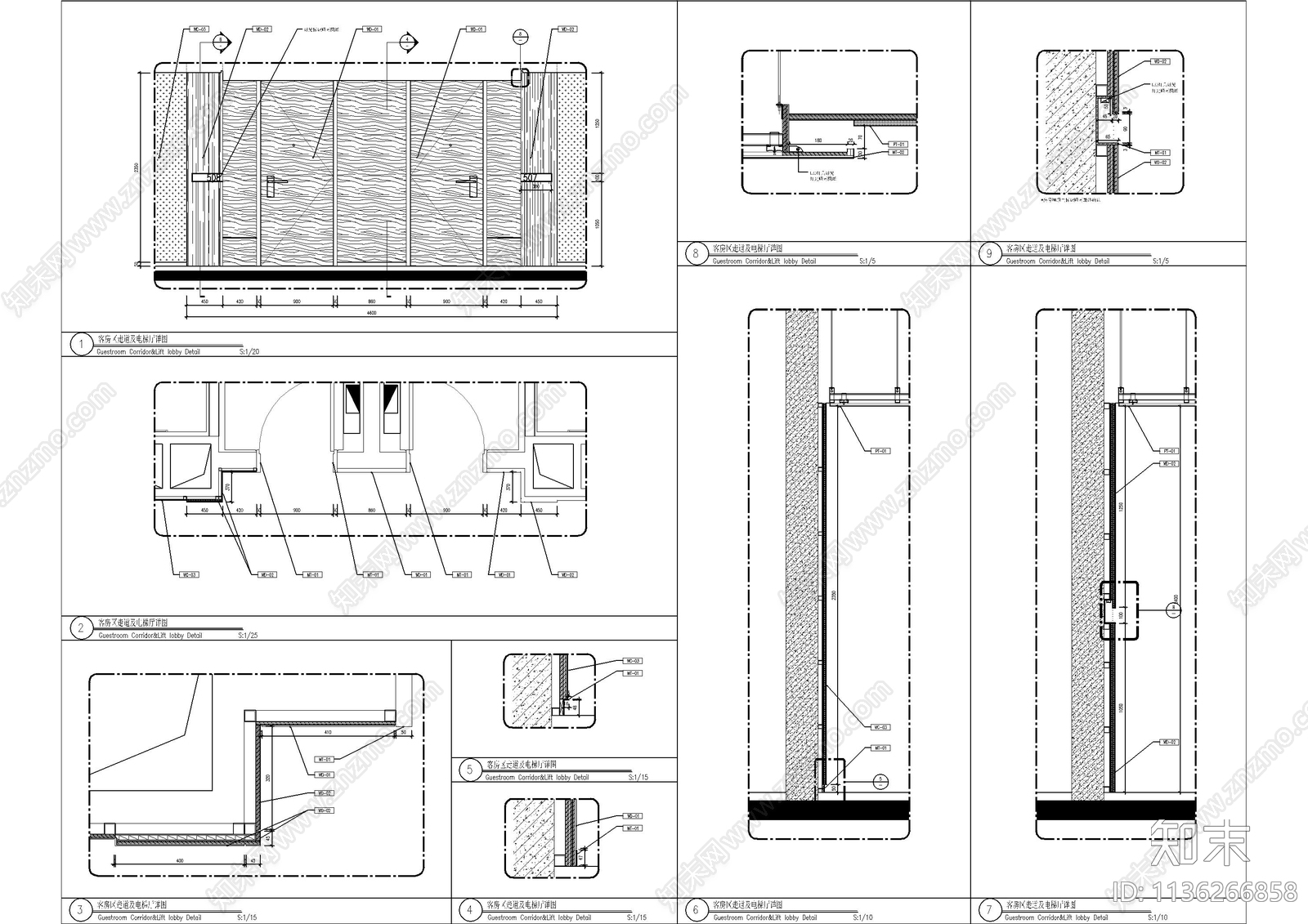 走道电梯厅墙身详图cad施工图下载【ID:1136266858】