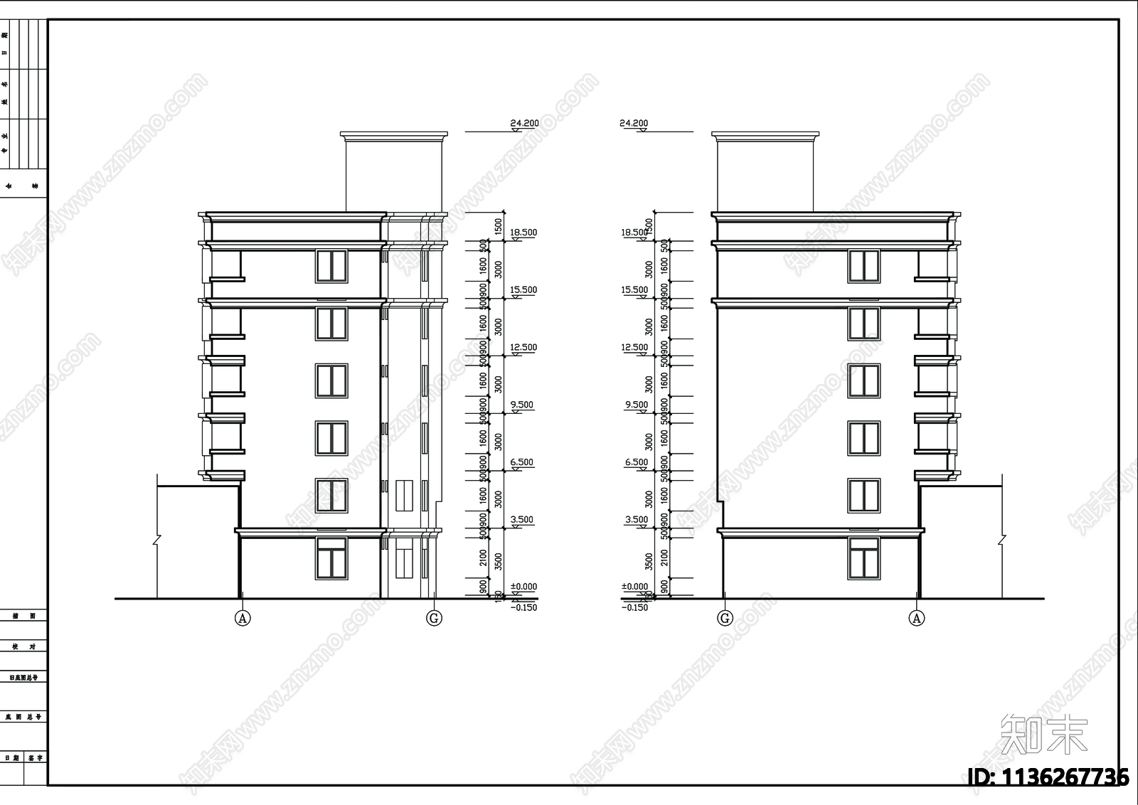 自建别墅建筑cad施工图下载【ID:1136267736】