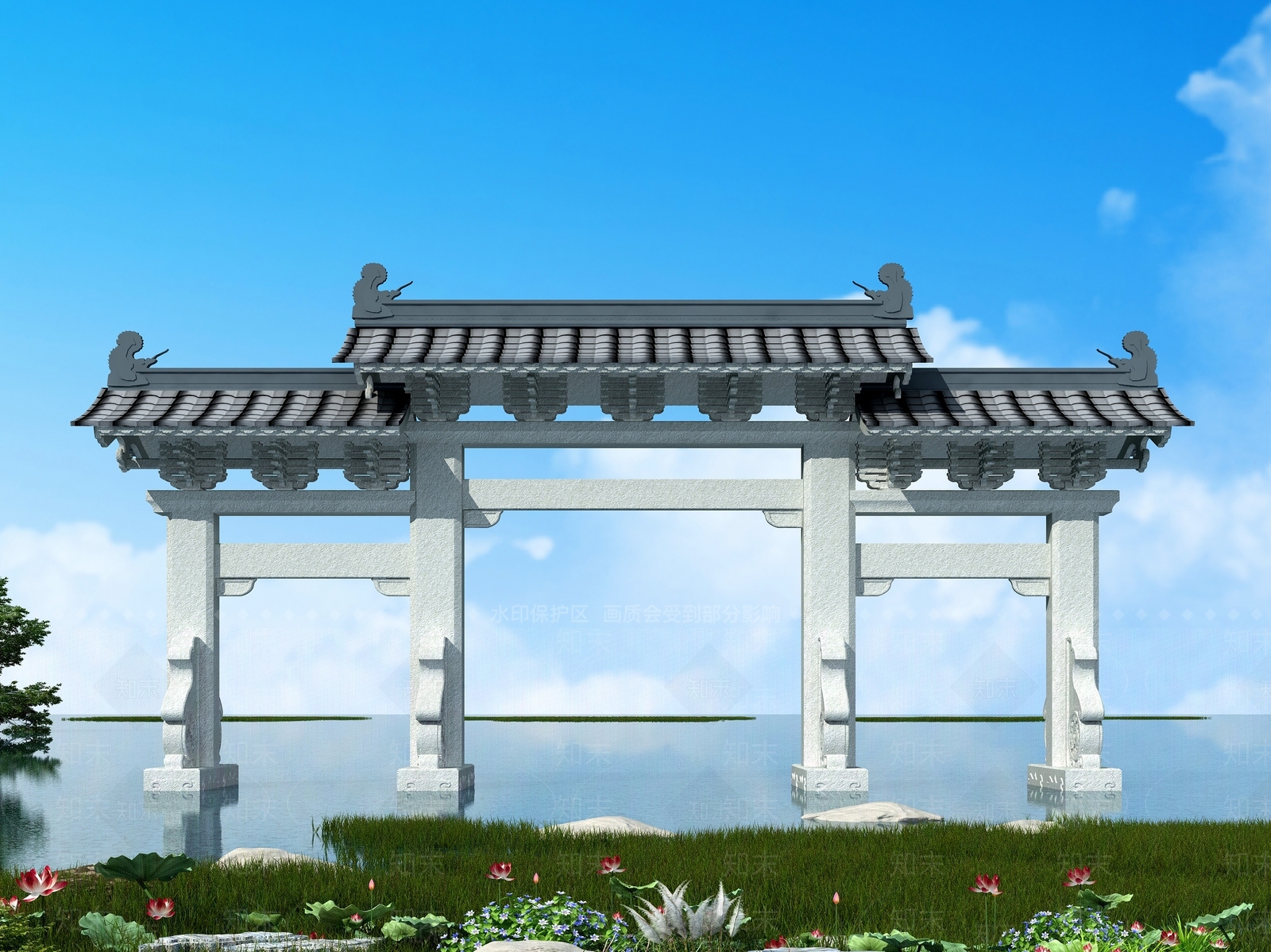 新中式牌坊3D模型下载【ID:1136271584】