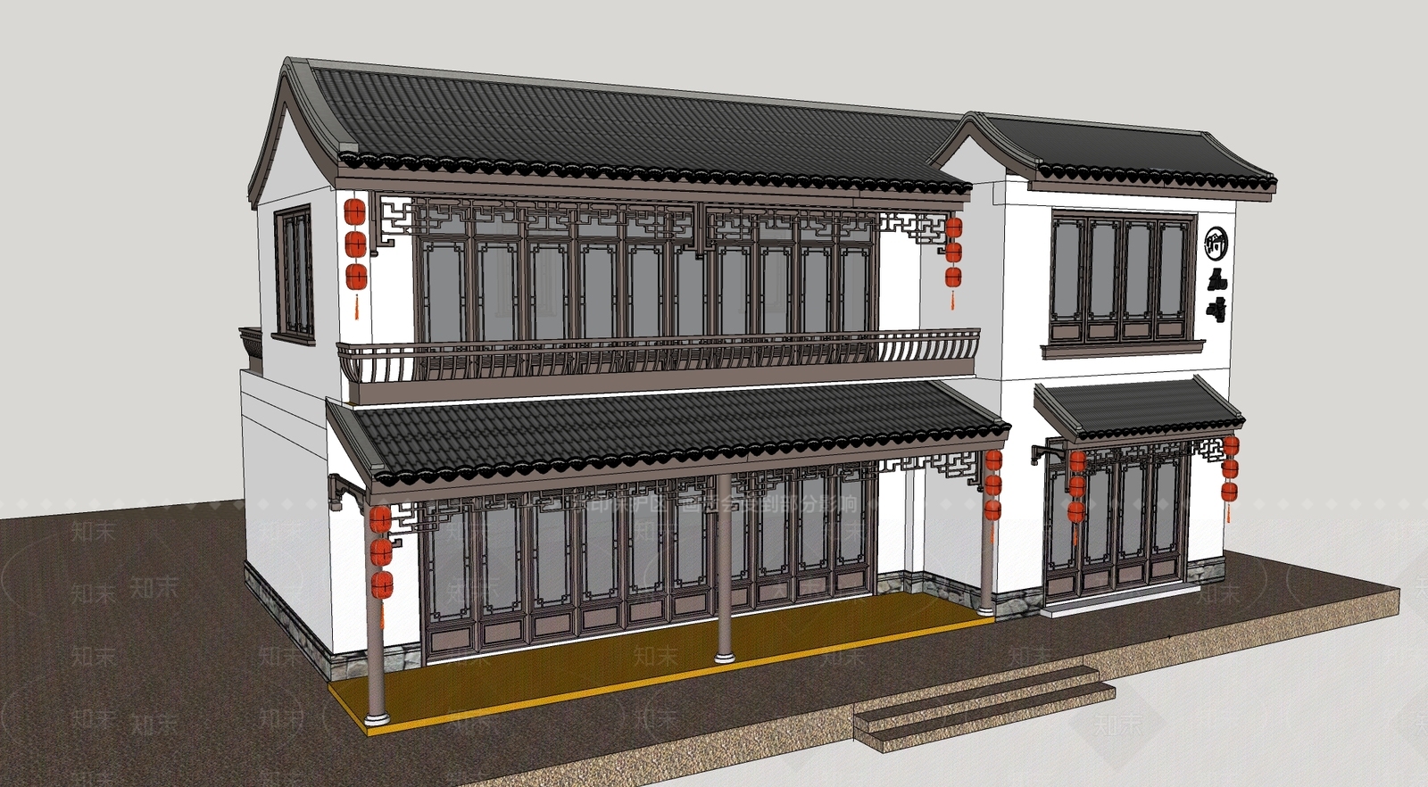 新中式乡村民房SU模型下载【ID:1136272662】