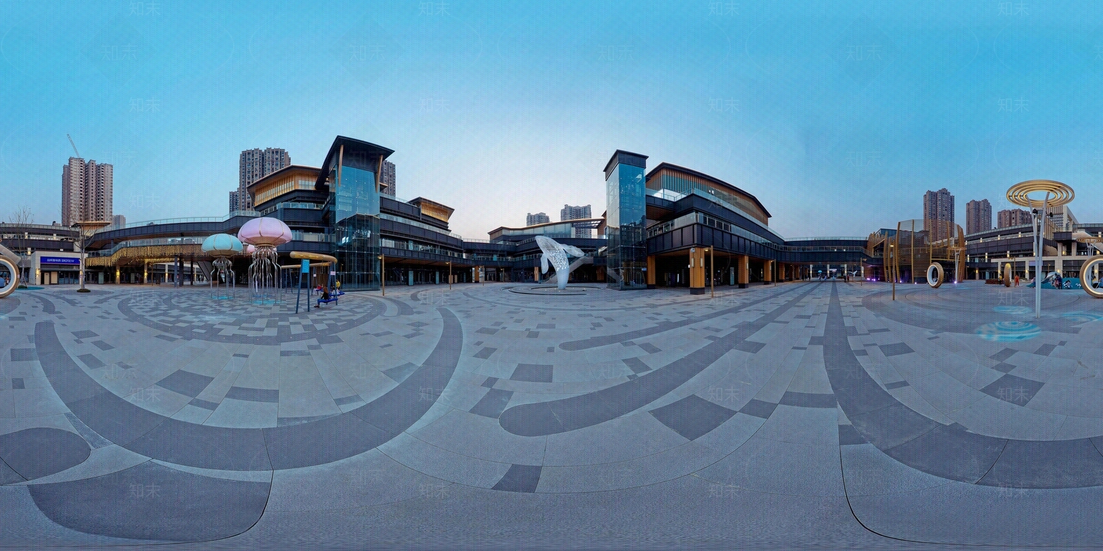 HDR室外商业中庭广场贴图下载【ID:1136272287】