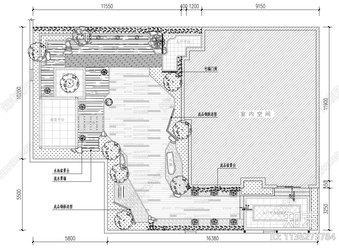 屋顶花园cad施工图下载【ID:1136273784】