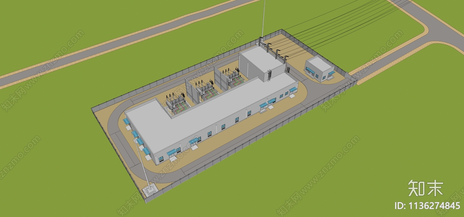 现代工业建筑变电站SU模型下载【ID:1136274845】