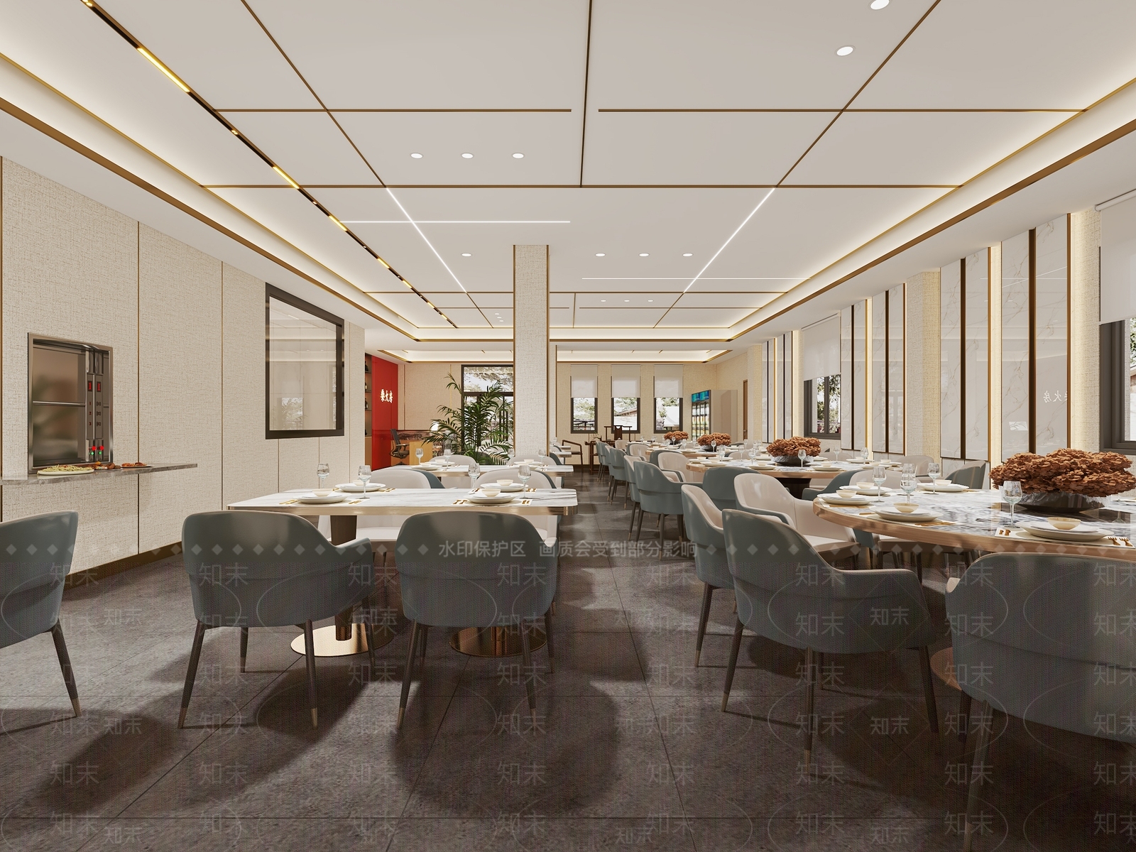 现代自助餐厅3D模型下载【ID:1136276966】