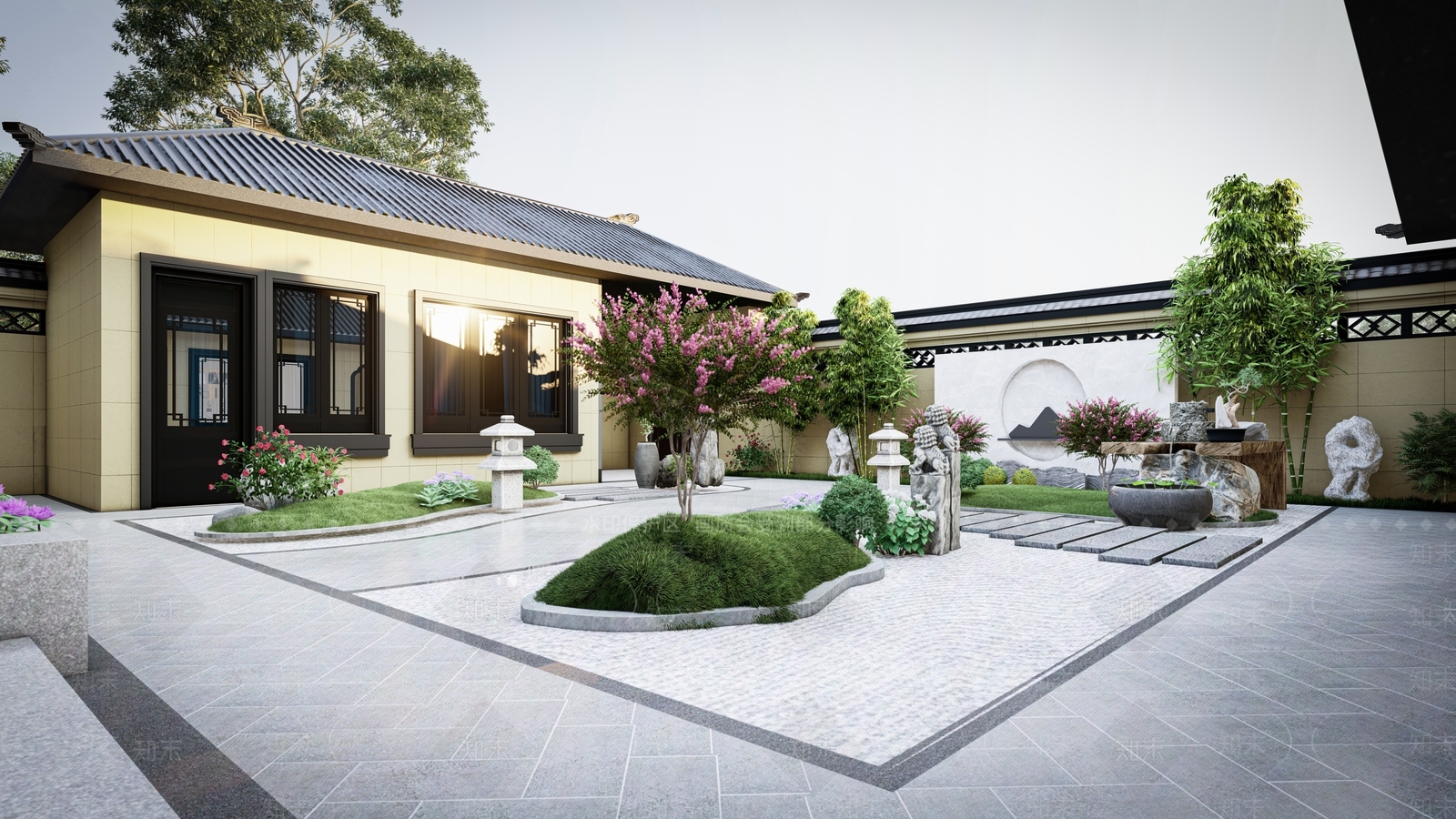 新中式庭院门SU模型下载【ID:1136277710】