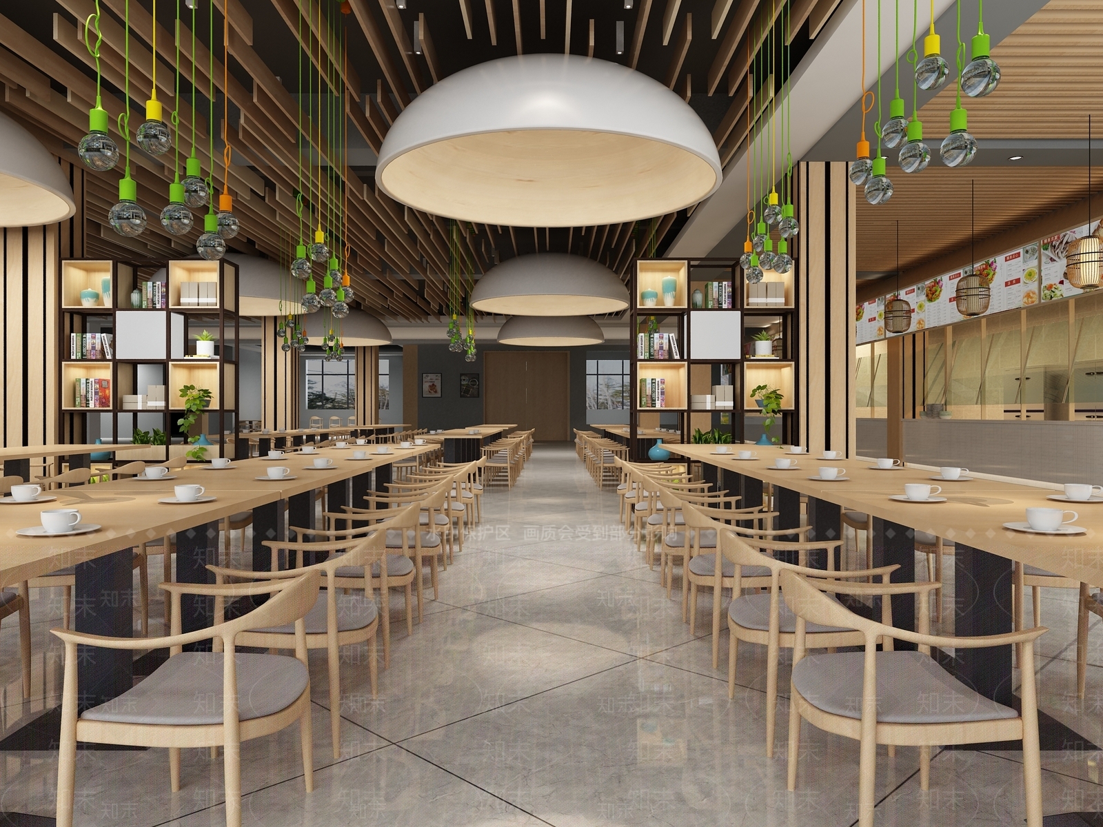 现代学校食堂3D模型下载【ID:1136286016】