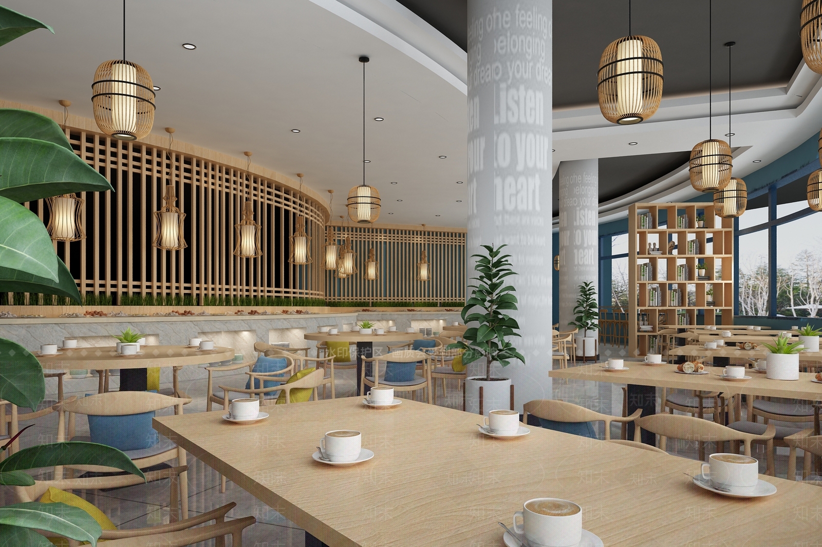 现代学校食堂3D模型下载【ID:1136286016】