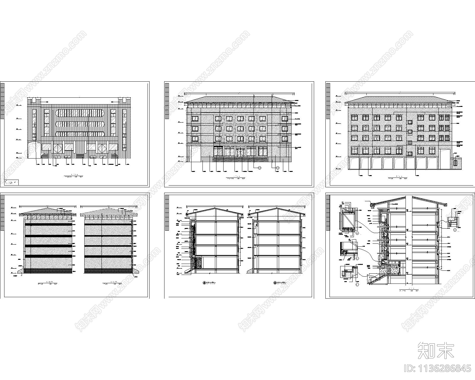办公楼建筑cad施工图下载【ID:1136286845】