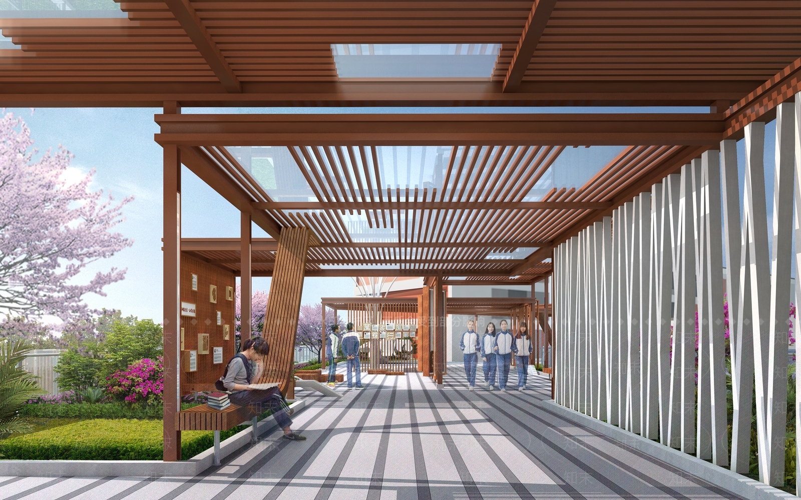 新中式文化宣传廊架SU模型下载【ID:1136288279】