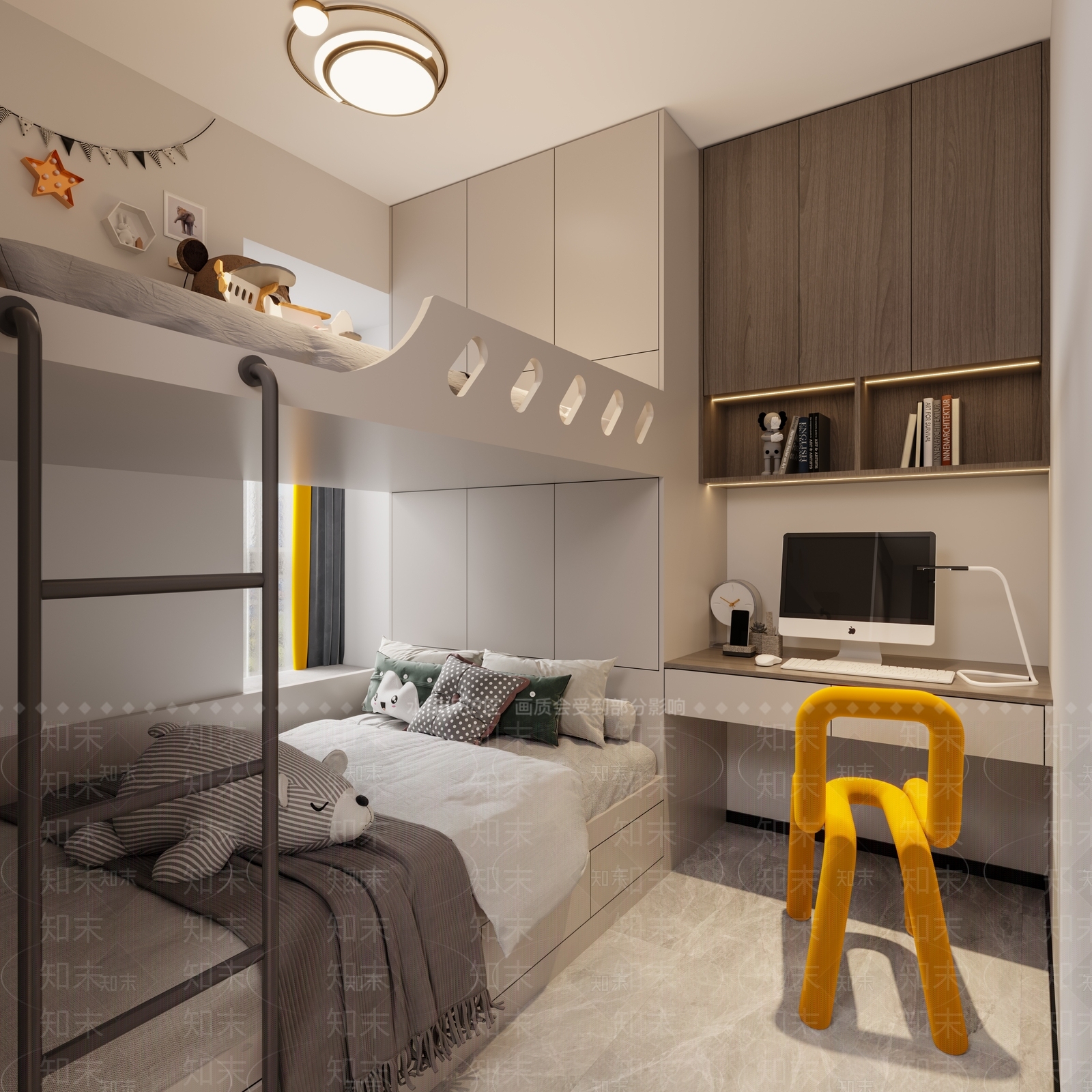 现代上下床3D模型下载【ID:1136292528】