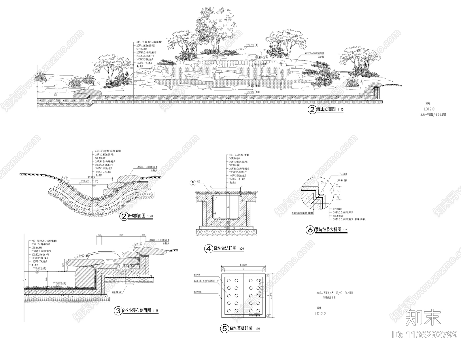 水系景观详图施工图下载【ID:1136292799】