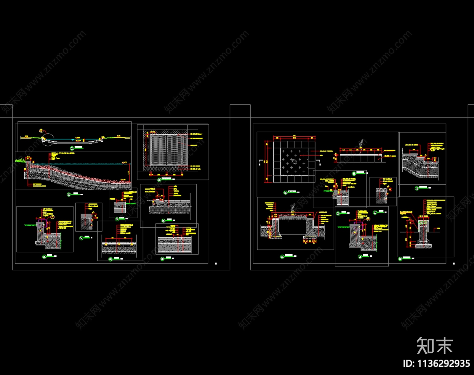 停车场园路花池等详图cad施工图下载【ID:1136292935】
