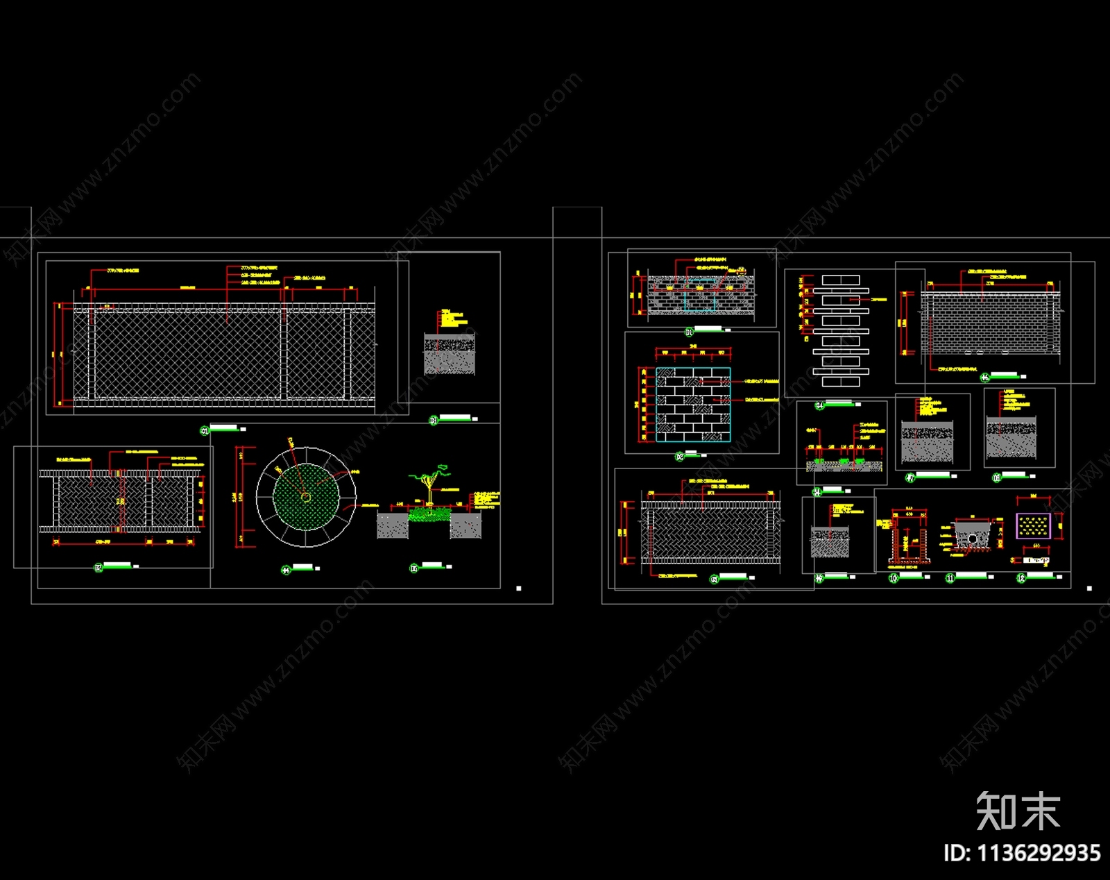 停车场园路花池等详图cad施工图下载【ID:1136292935】