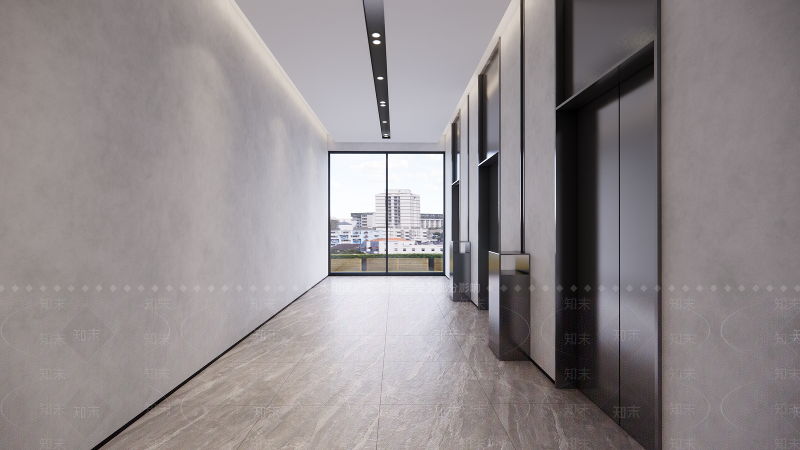 现代办公楼电梯厅SU模型下载【ID:1145699360】