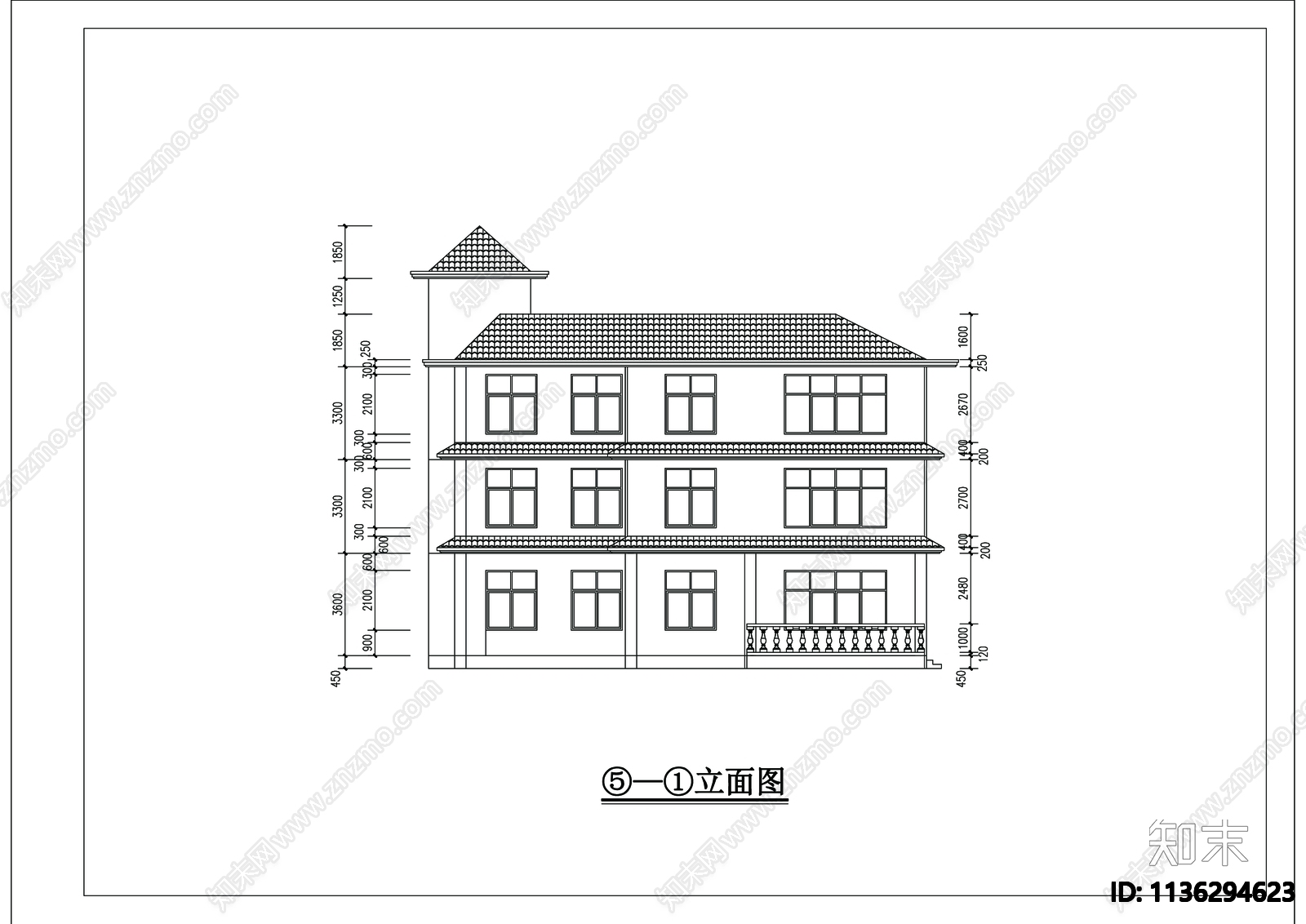 别墅建筑cad施工图下载【ID:1136294623】