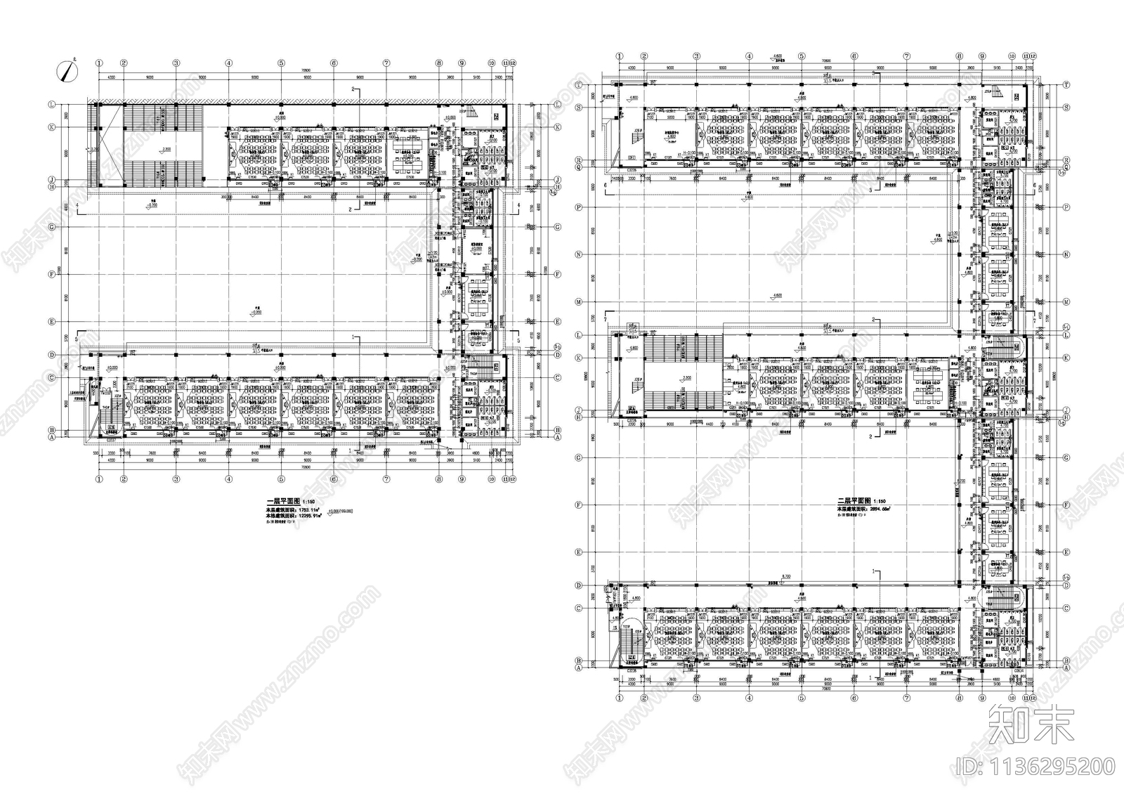 培训楼建筑cad施工图下载【ID:1136295200】