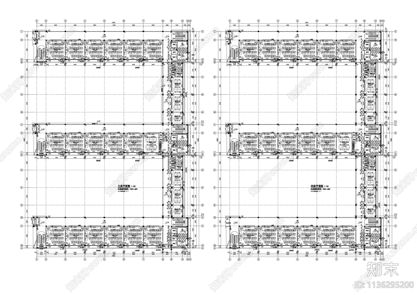 培训楼建筑cad施工图下载【ID:1136295200】