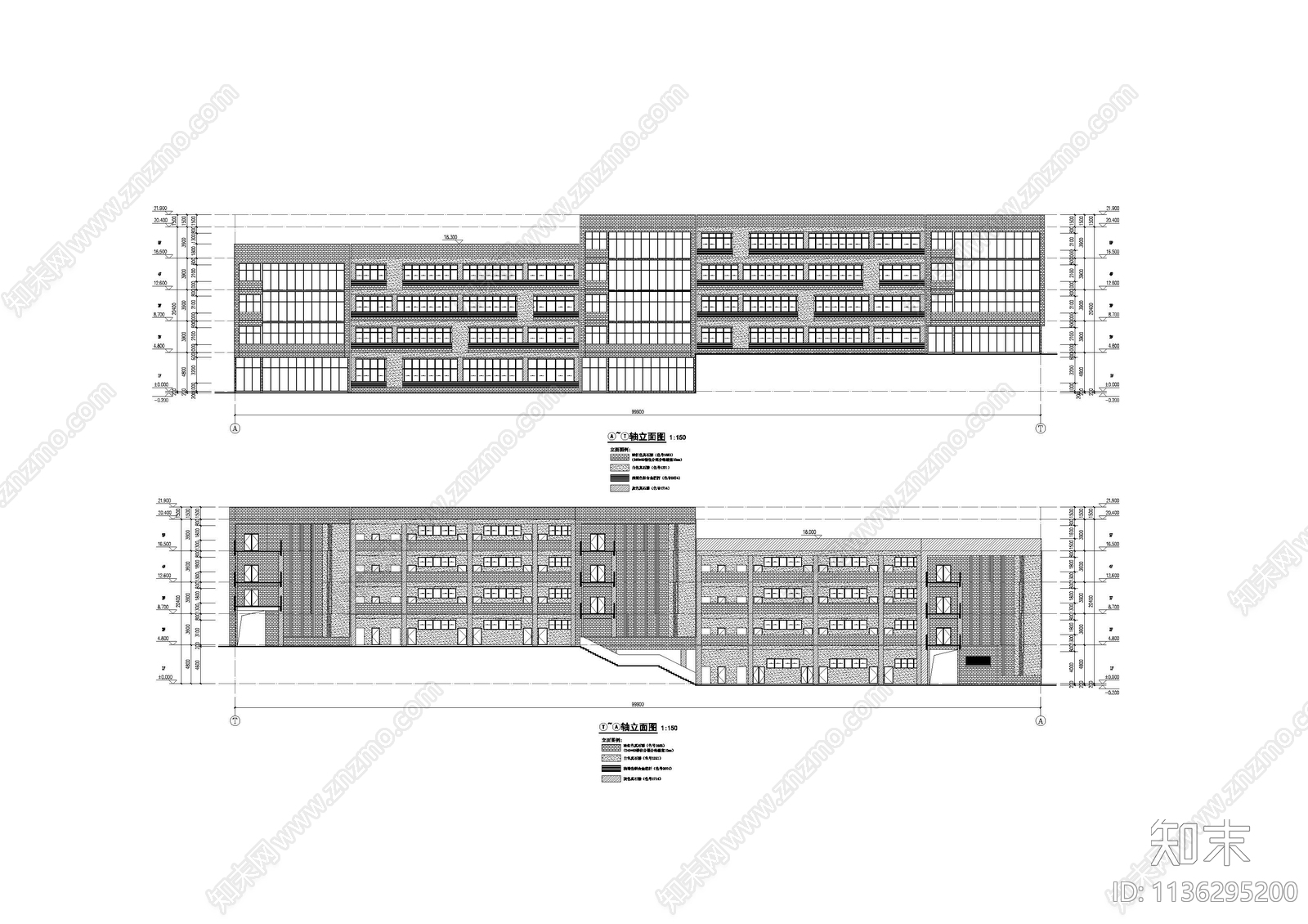培训楼建筑cad施工图下载【ID:1136295200】