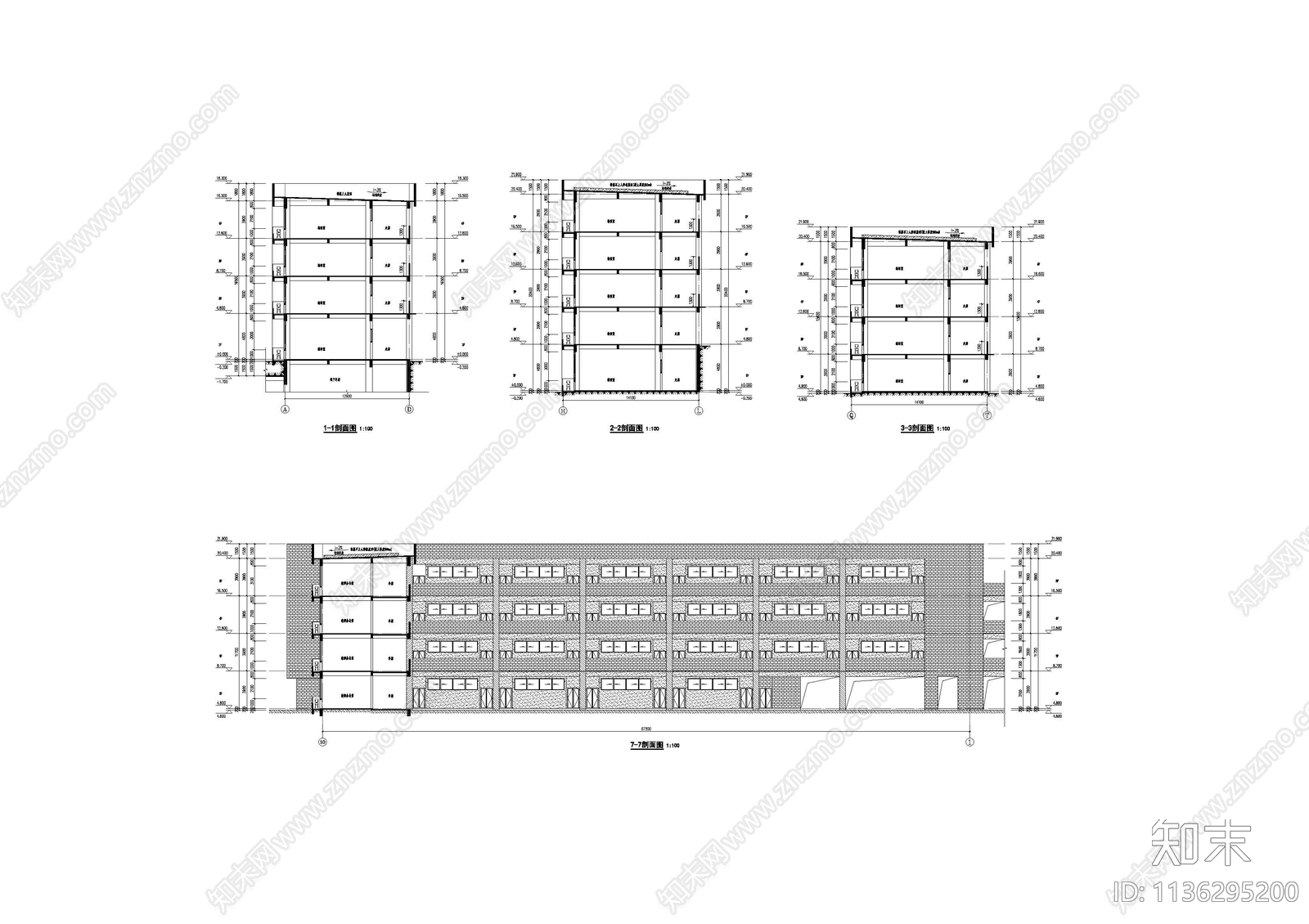 培训楼建筑cad施工图下载【ID:1136295200】