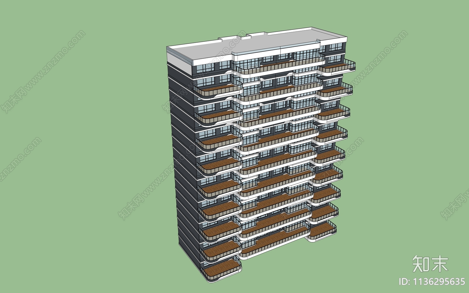 现代多层住宅SU模型下载【ID:1136295635】