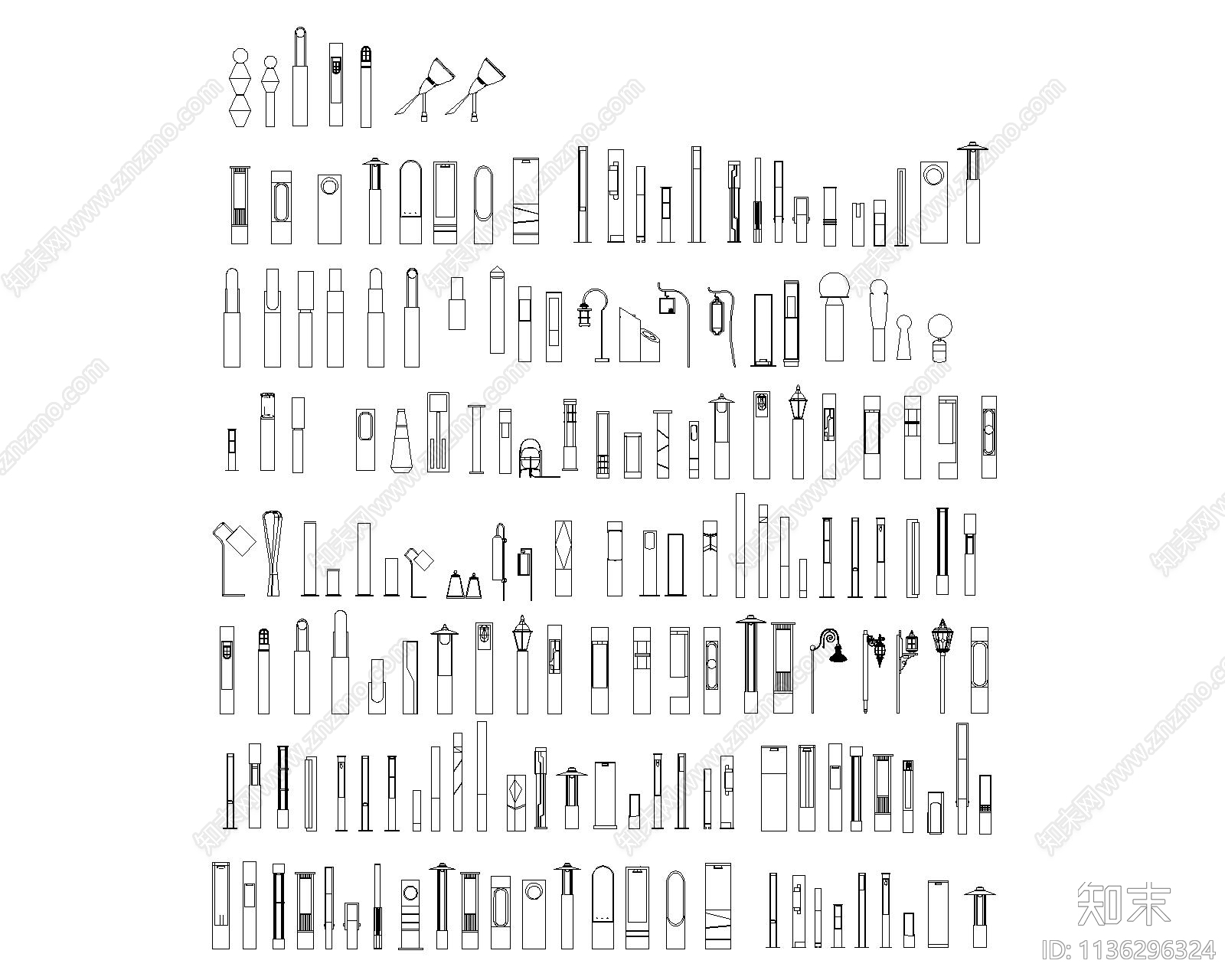 室外景观灯施工图下载【ID:1136296324】