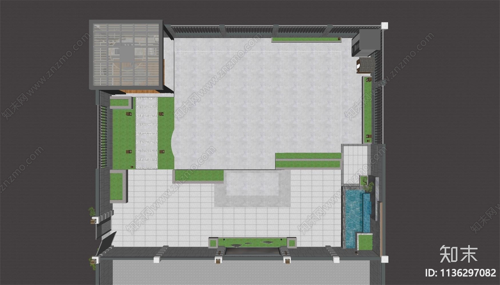 新中式庭院花园SU模型下载【ID:1136297082】
