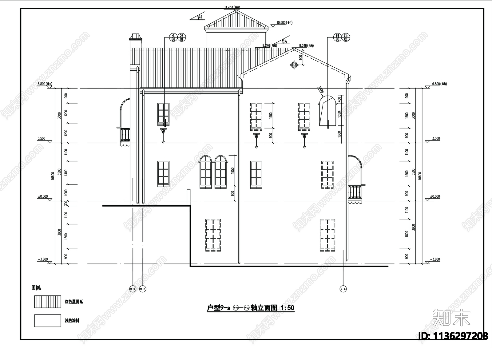 别墅建筑cad施工图下载【ID:1136297208】