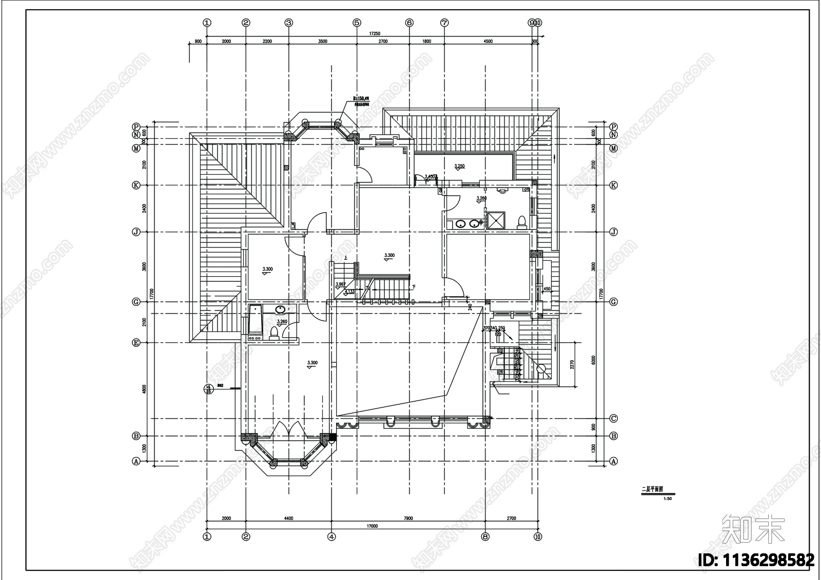 别墅建筑cad施工图下载【ID:1136298582】