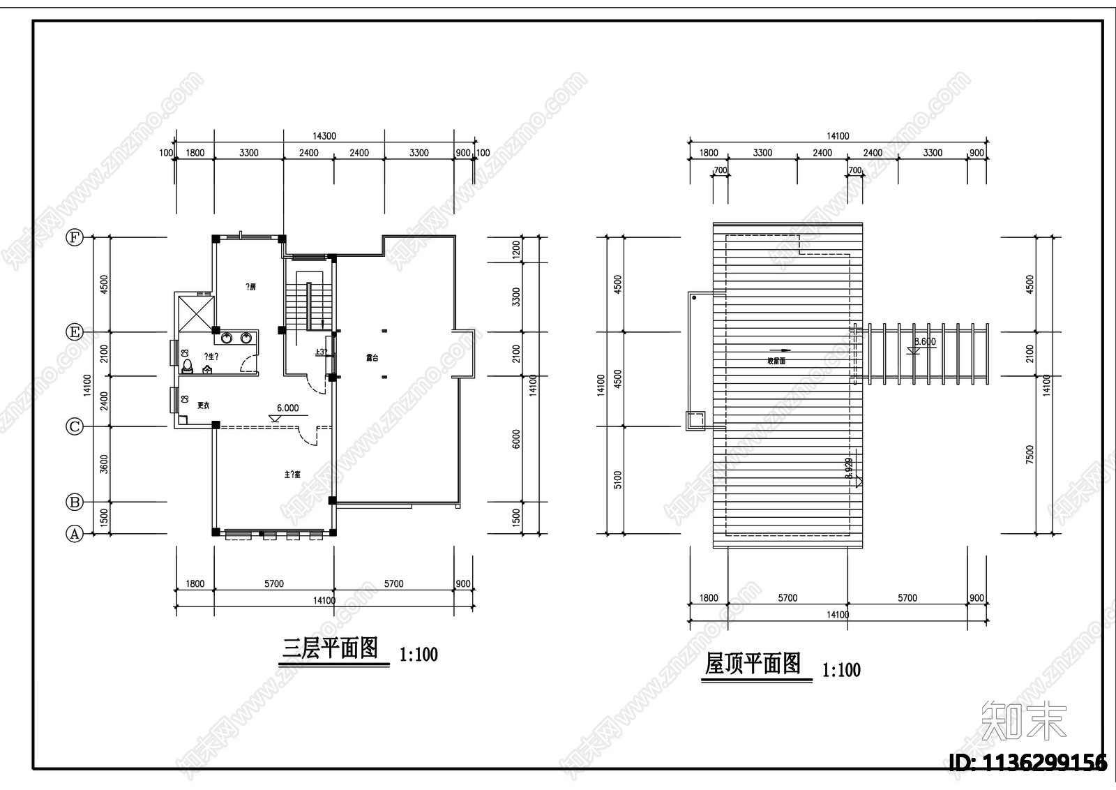 别墅建筑cad施工图下载【ID:1136299156】