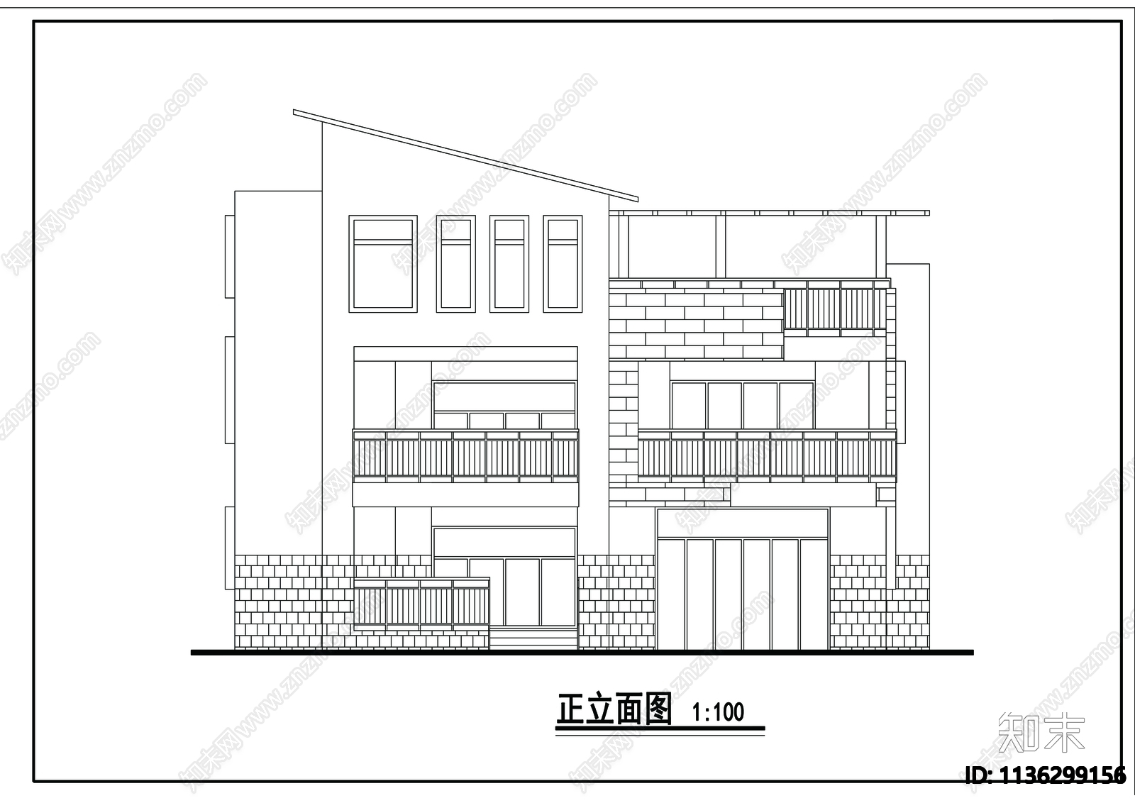 别墅建筑cad施工图下载【ID:1136299156】