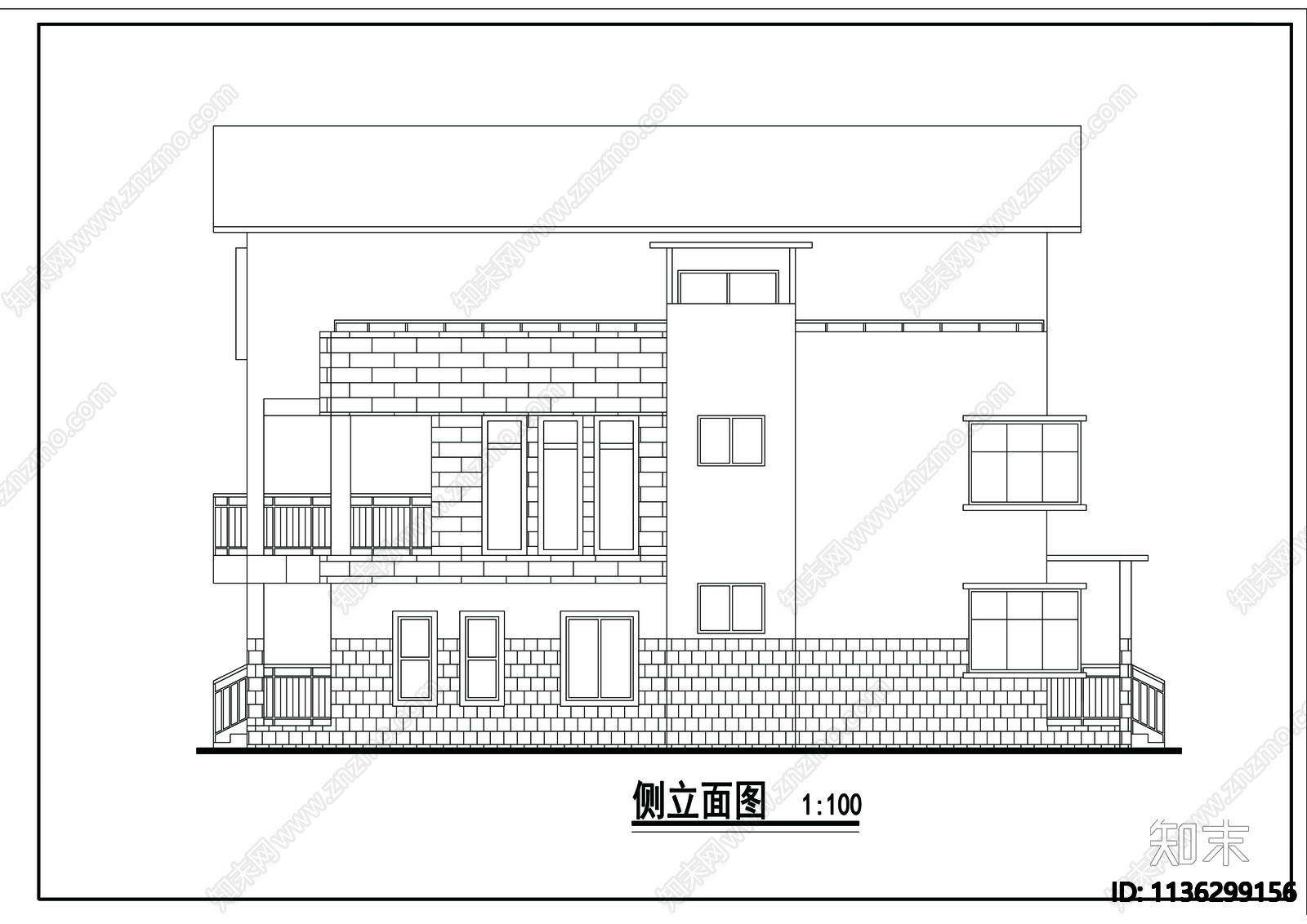 别墅建筑cad施工图下载【ID:1136299156】