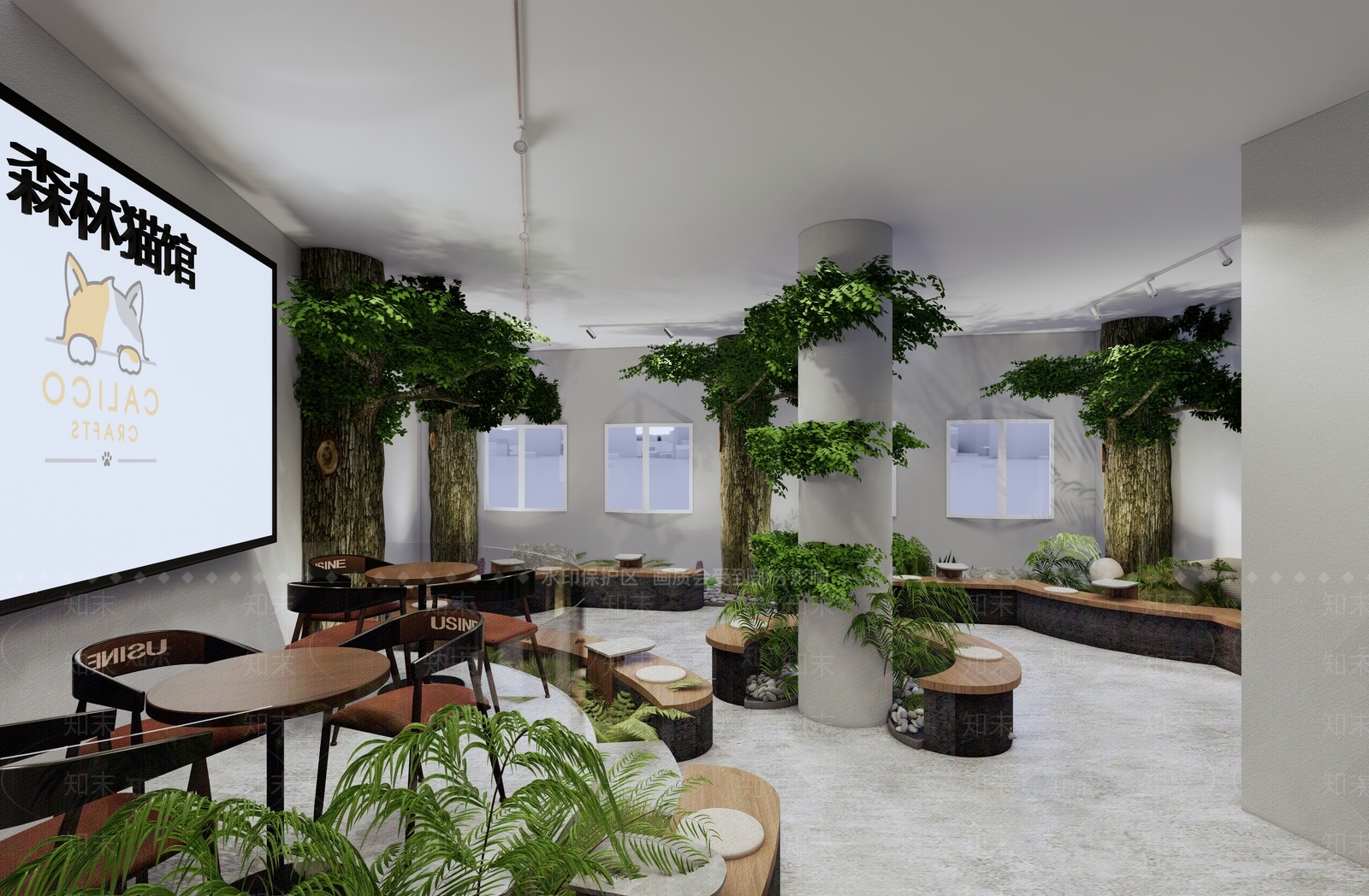 现代主题休闲宠物店SU模型下载【ID:1136300974】