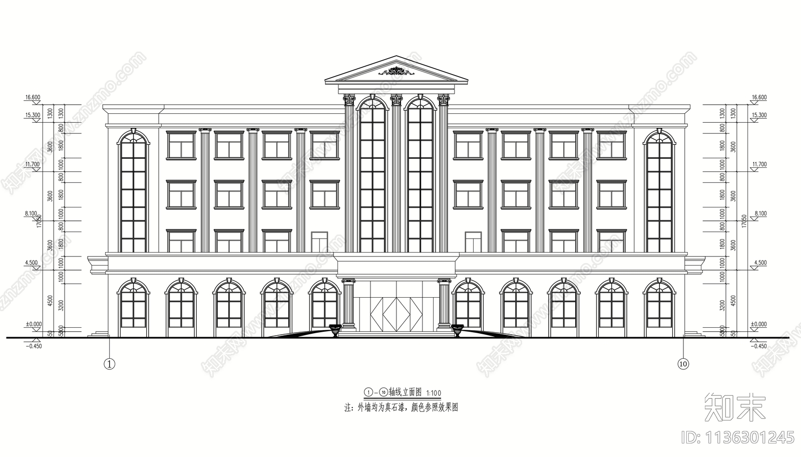 办公楼建筑效果图cad施工图下载【ID:1136301245】