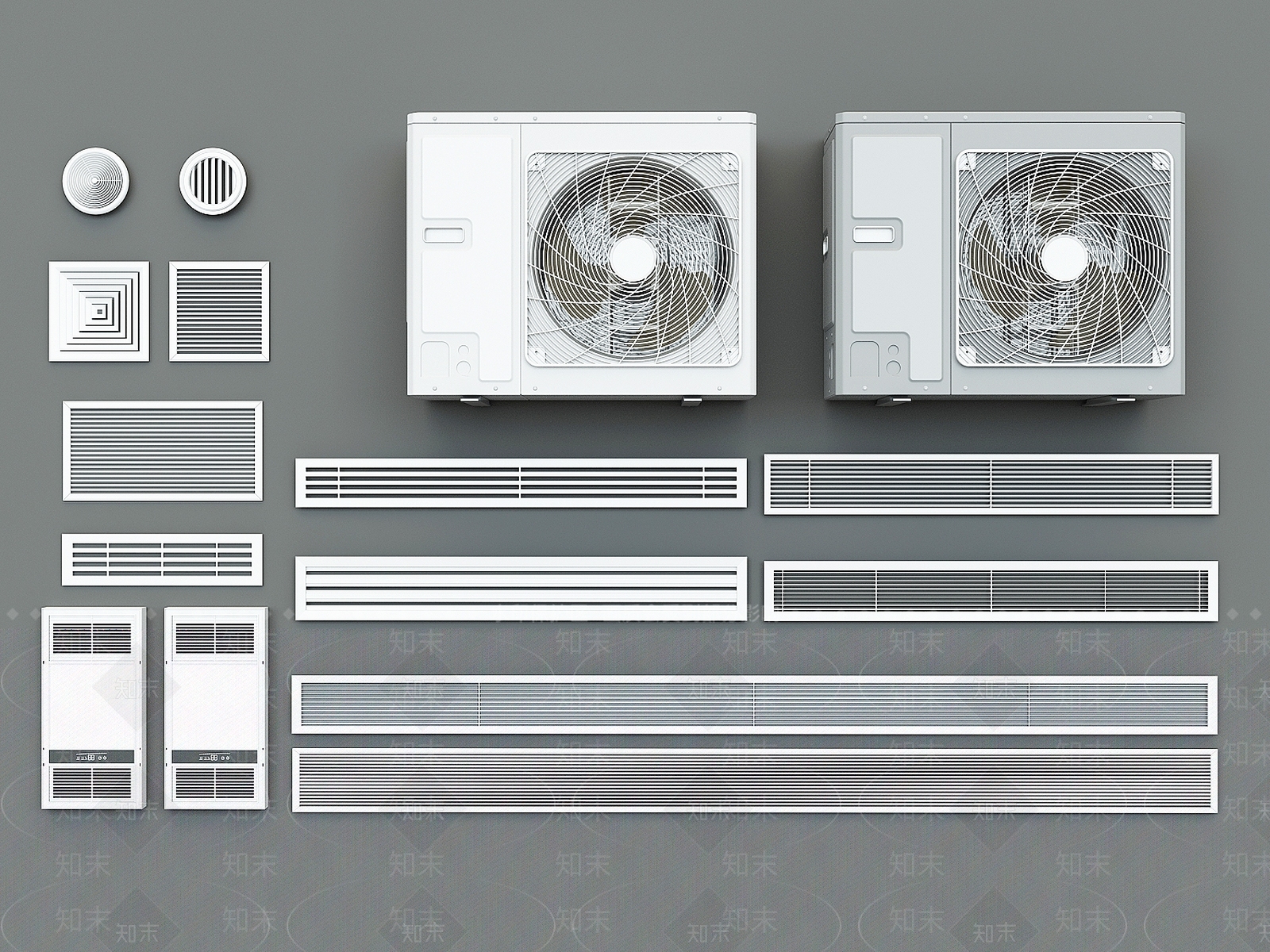 中央空调风管机铝合金百叶出风口3D模型下载【ID:1136301821】