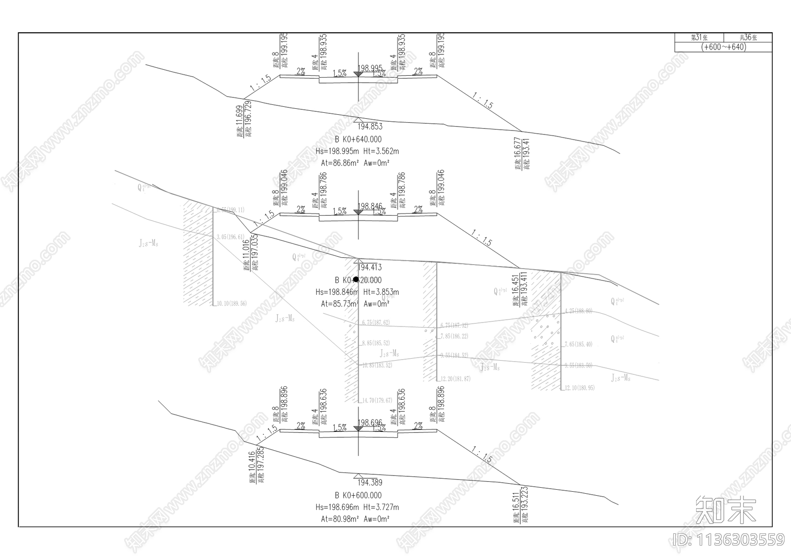 滨江B地块二期道路cad施工图下载【ID:1136303559】