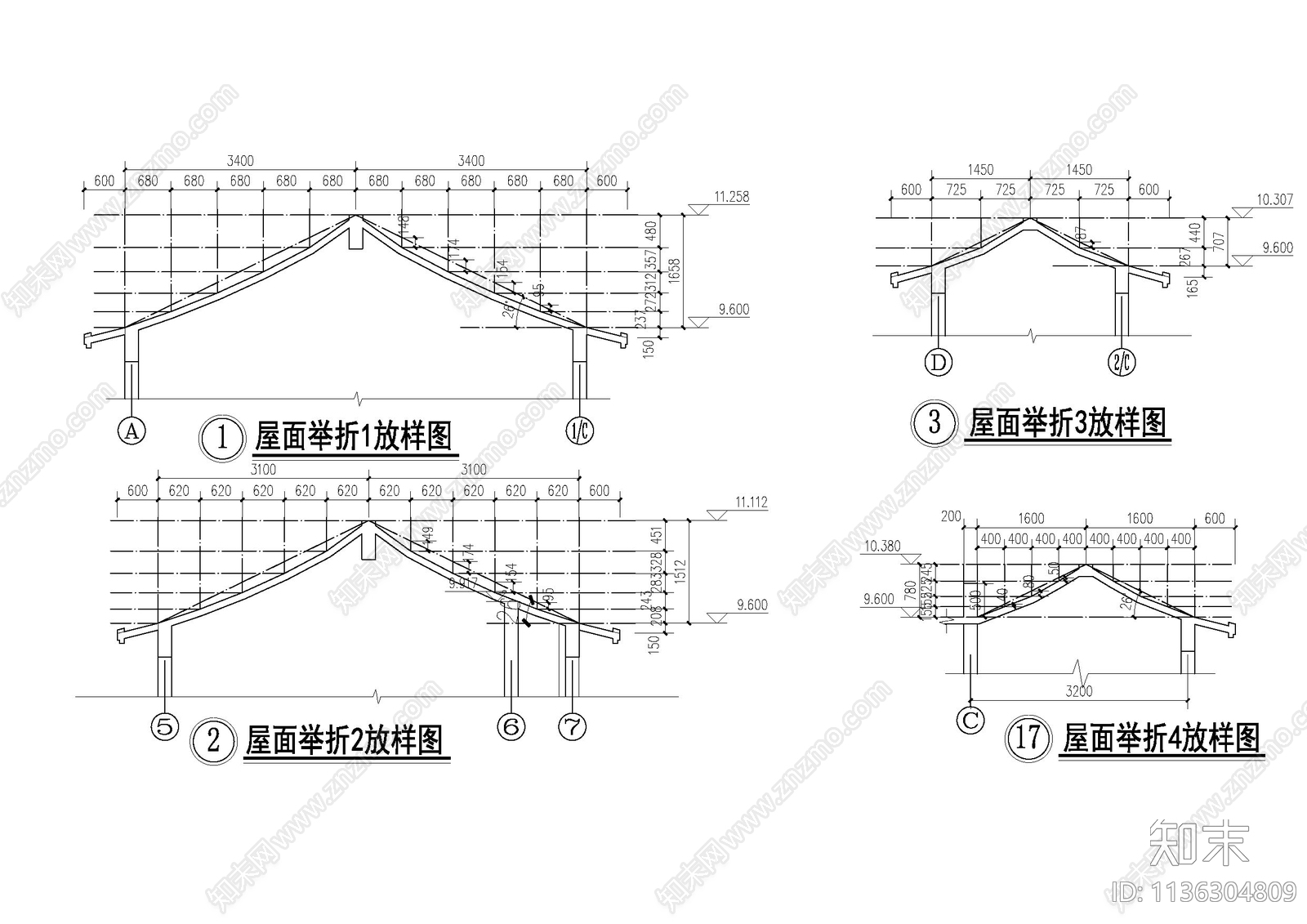 住宅古建筑cad施工图下载【ID:1136304809】