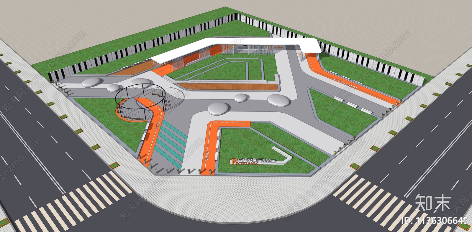 现代口袋公园SU模型下载【ID:1136306645】