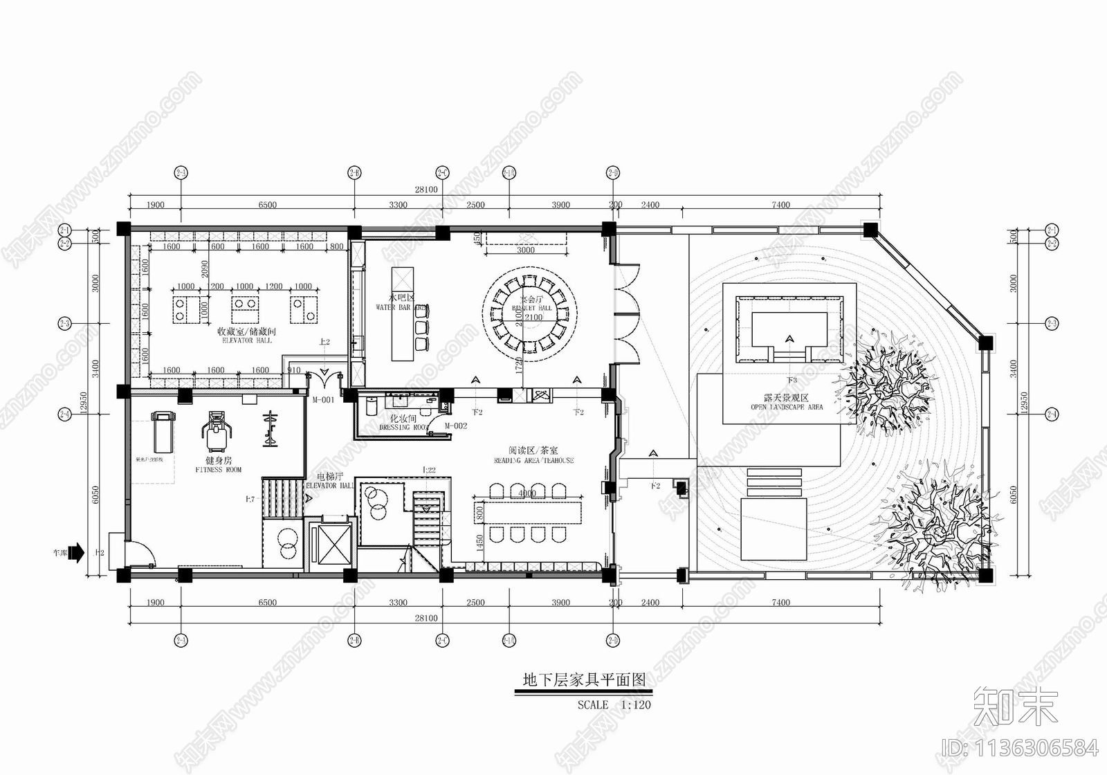 三层别墅室内cad施工图下载【ID:1136306584】