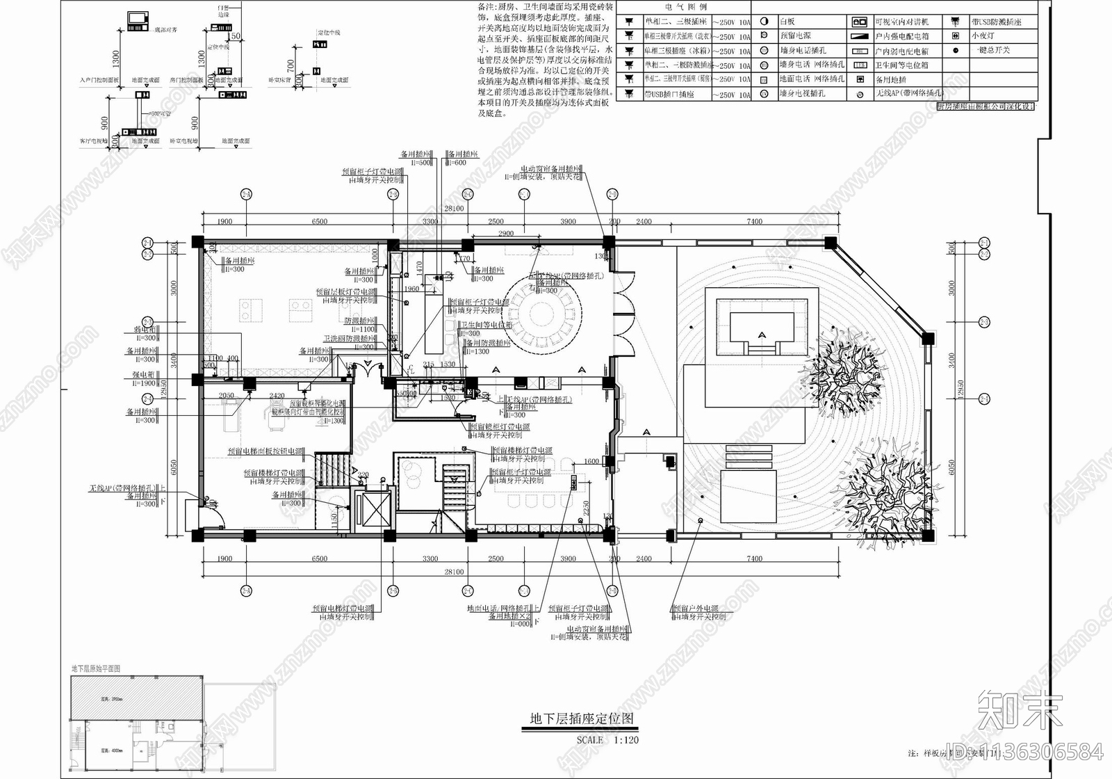 三层别墅室内cad施工图下载【ID:1136306584】