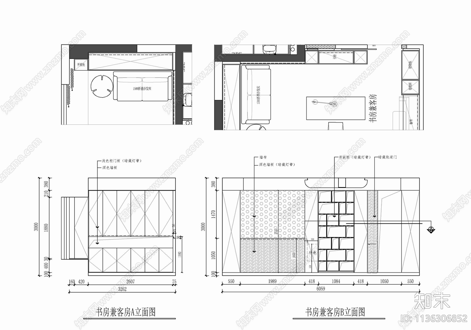 215㎡家装大平层施工图下载【ID:1136306852】