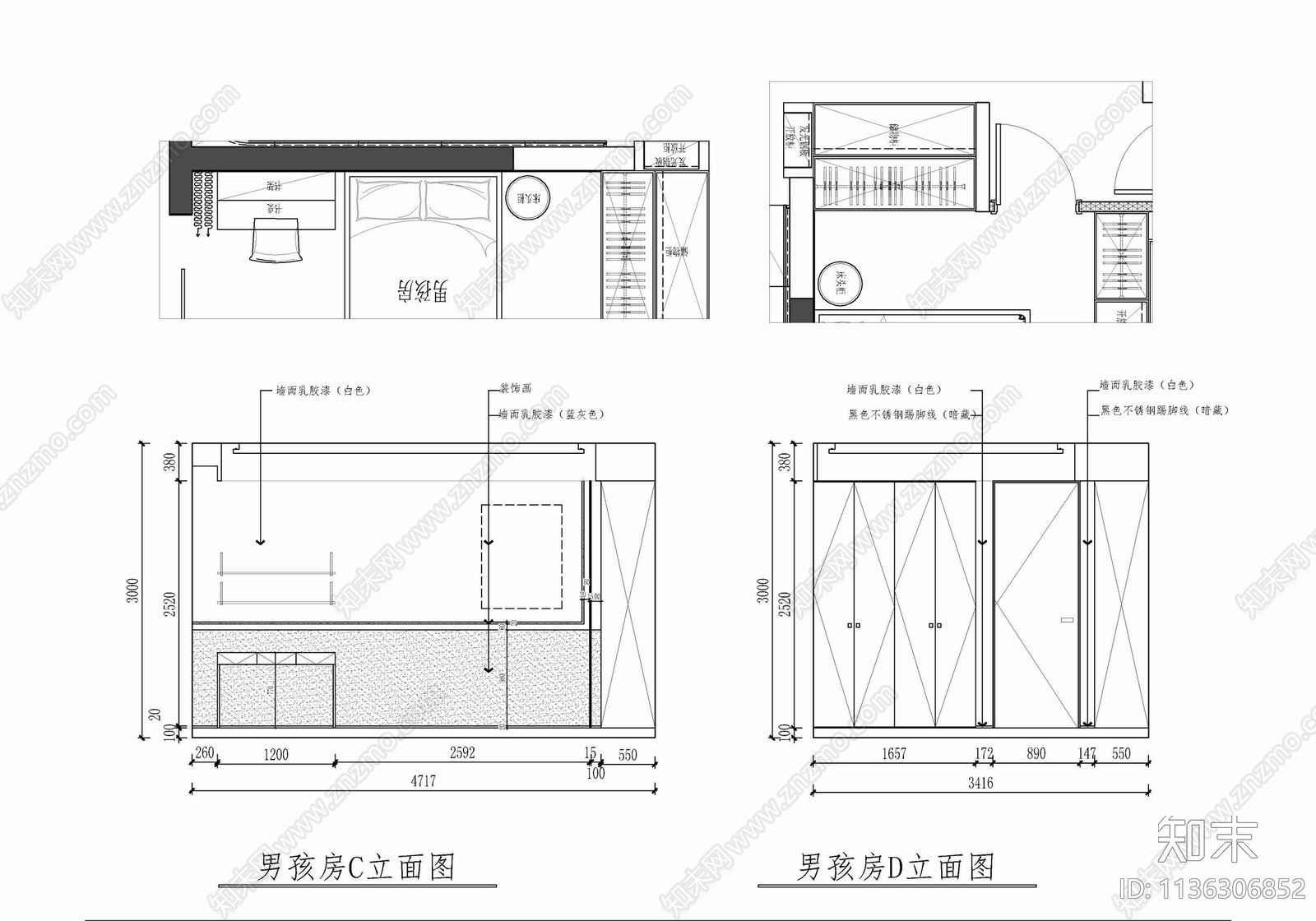 215㎡家装大平层施工图下载【ID:1136306852】