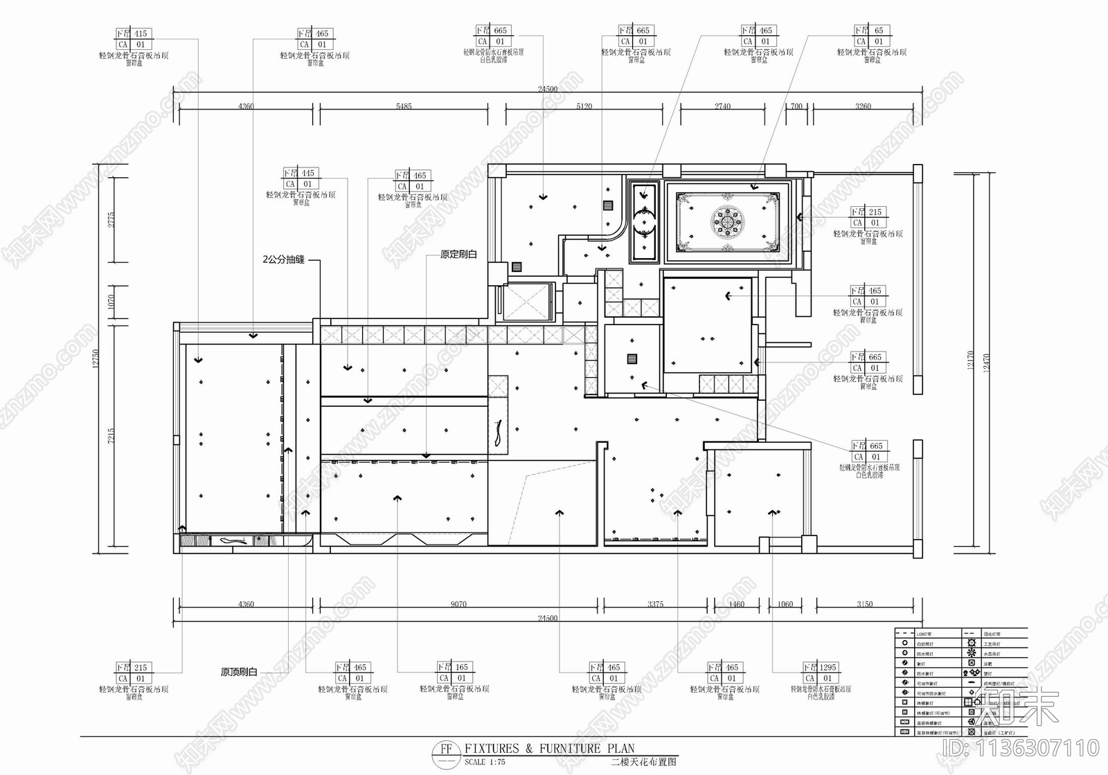 三层别墅室内cad施工图下载【ID:1136307110】